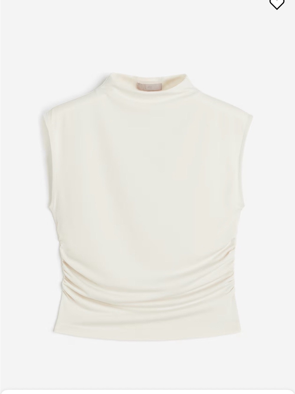 H&M Sleeveless Mock Neck Ruched Side Top - Cream / Lt Beige. XL